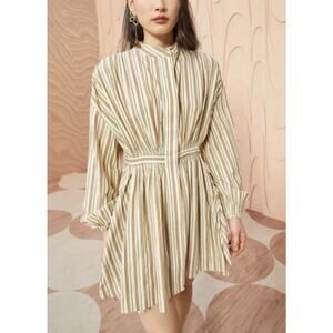 New Ulla Johnson Tan Beige Stripe “Jude” Mini Dress Size S